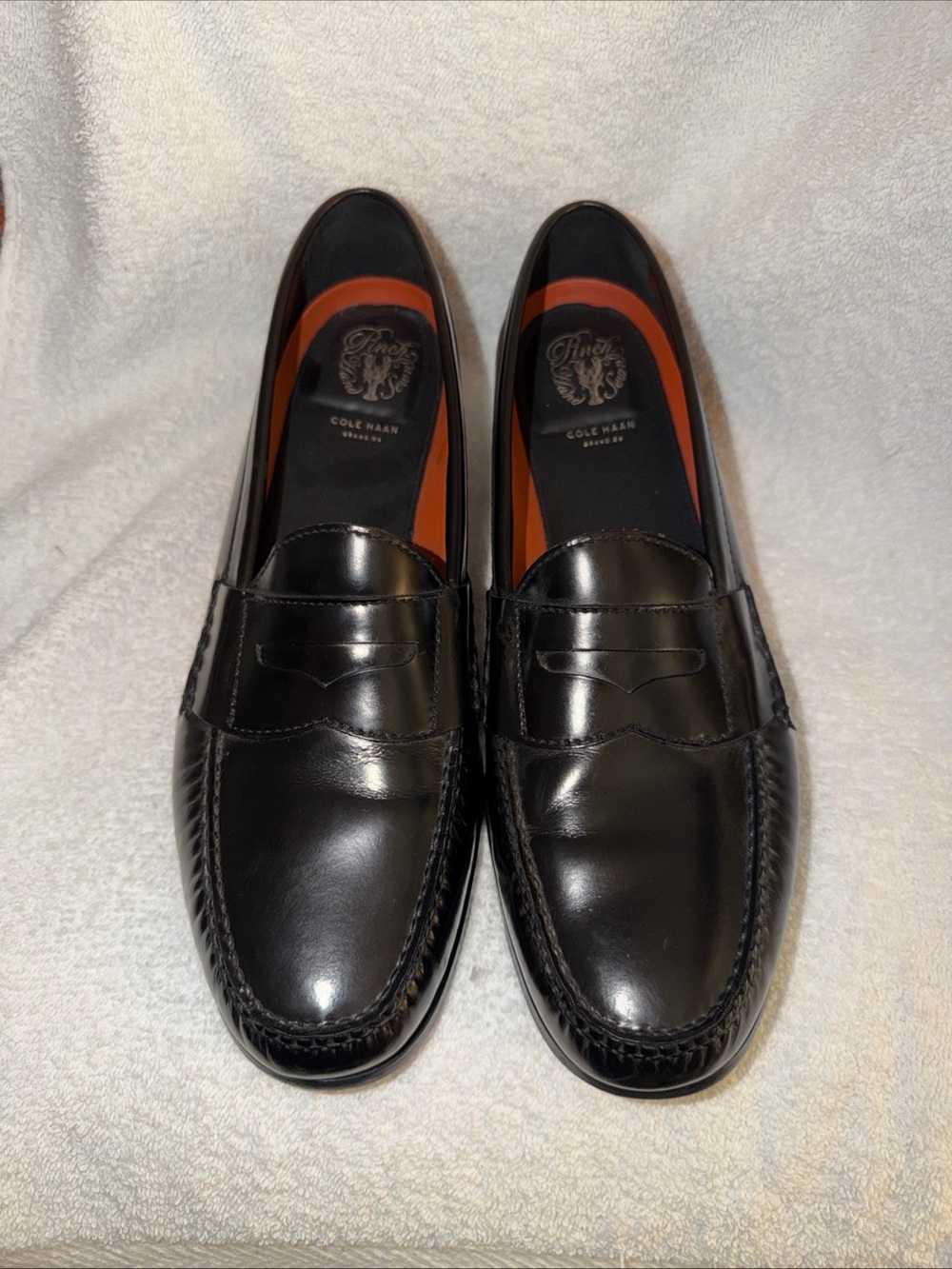 Cole Haan Grand OT Black Leather Penny Loafers